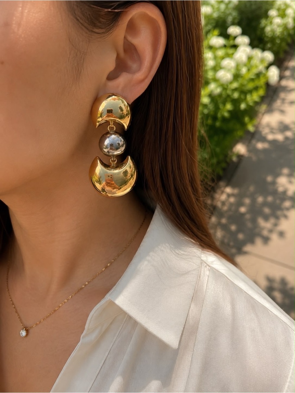 Gold and Silver Orb Drop Earrings